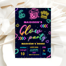 Glow Party Neon Kleurrijke Verjaardagsfeestje Uitn Kaart