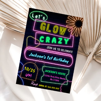 Glow Party Neon Kleurrijke Verjaardagsfeestje Uitn Kaart