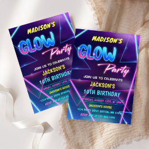 Glow Party Neon Kleurrijke Verjaardagsfeestje Uitn Kaart