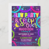 Glow Party Slaap over Invitation Slumber Kaart (Voorkant)