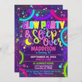 Glow Party Slaap over Invitation Slumber Kaart (Voorkant / Achterkant)