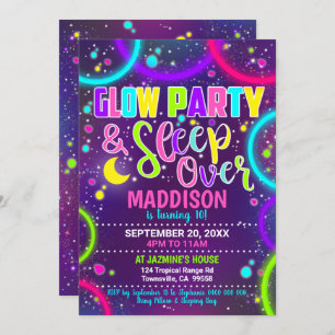 Glow Party Slaap over Invitation Slumber Kaart