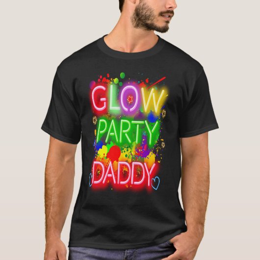 Glow Party Squad Daddy Paint Splatter Glow Party M T-shirt (Voorkant)