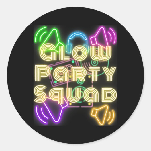 Glow Party Squad laat Mannen van Glow Crazy Night Ronde Sticker (Voorkant)