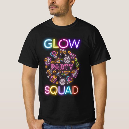 Glow Party Squad Neon Lights Birthday Jubileum T-shirt (Voorkant)