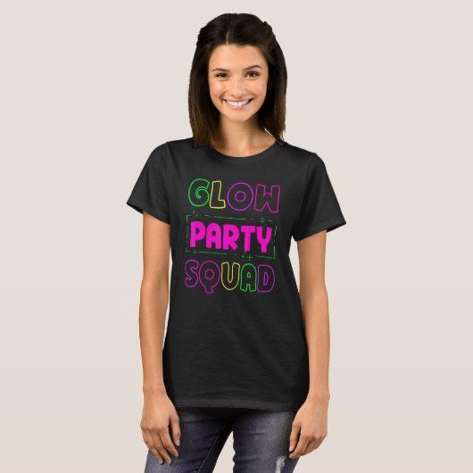 Glow Party Squad Neon Lights Partij 3 T-shirt (Voorkant volledig)