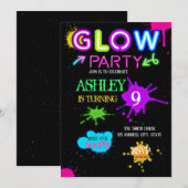 Glow party-uitnodiging kaart (Voorkant / Achterkant)