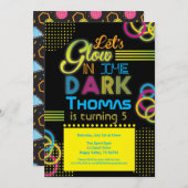 Glow party uitnodiging. Laten we gloeien op donker Kaart (Voorkant / Achterkant)