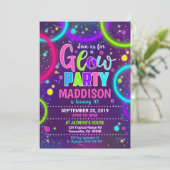 Glow Party uitnodiging Neon Glow in the Dark Glow (Staand voorkant)