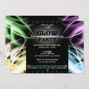 Glow party-uitnodigingen kaart