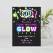 GLOW PARTY Verjaardagsfeest Neon Ultraviolet Licht Kaart (Staand voorkant)