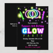 GLOW PARTY Verjaardagsfeest Neon Ultraviolet Licht Kaart (Voorkant / Achterkant)