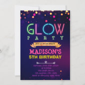 Glow Party verjaardagsuitnodiging Kaart (Voorkant)