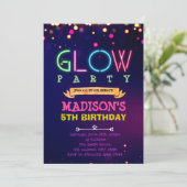Glow Party verjaardagsuitnodiging Kaart (Staand voorkant)