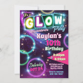 Glow Party verjaardagsuitnodiging Kaart (Voorkant)