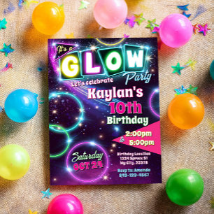 Glow Party verjaardagsuitnodiging Kaart