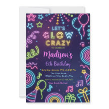 Glow Party Verjaardagsuitnodiging, Neon Glow Thema