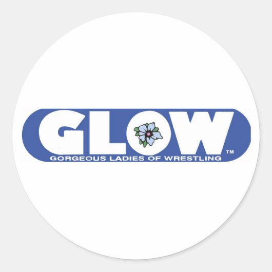 GLOW Pin Blue Logo Ronde Sticker (Voorkant)