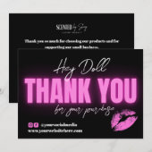 Glow Pink Neon Hartelijk dank voor een Kus Pictogr Bedankkaart (Voorkant / Achterkant)