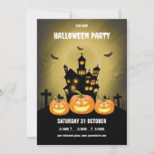 Glow Pumpkin Haunted House Halloween Party Kaart (Voorkant)
