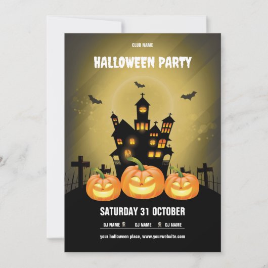 Glow Pumpkin Haunted House Halloween Party Kaart (Voorkant)