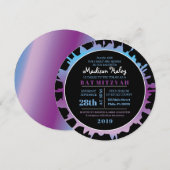 GLOW Rainbow Splash Bar Bat Mitzvah Uitnodiging (Voorkant / Achterkant)