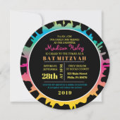 GLOW Rainbow Splash Bar Bat Mitzvah Uitnodiging (Voorkant)