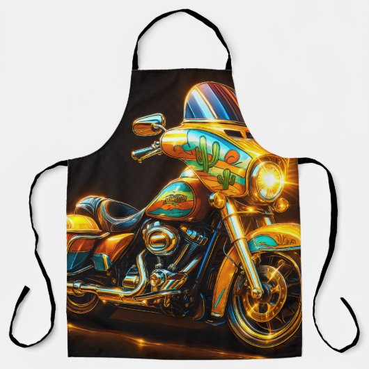 Glow Ride BBQ-schort – Neon Motorfiets Grill Maste Schort (Voorkant)