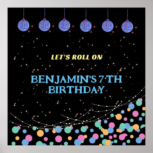 Glow & roll verjaardagsfeestje aanbod poster (Voorkant)