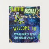 Glow Roller Schaatsen Verjaardagsfeest Welkomstbor Wandkleed (Voorkant)