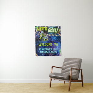 Glow Roller Schaatsen Verjaardagsfeest Welkomstbor Wandkleed
