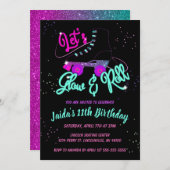 Glow Roller Skate Verjaardagsuitnodiging Kaart (Voorkant / Achterkant)