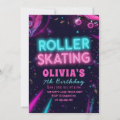 Glow Roller Skating Birthday | Neon Lights Party Kaart (Voorkant)