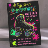 Glow Roller Skating Birthday | Neon Party Kaart
