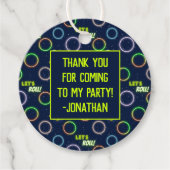 Glow Roller Skipboys Birthday Party Blue Neon Bedankjes Labels (Voorkant)