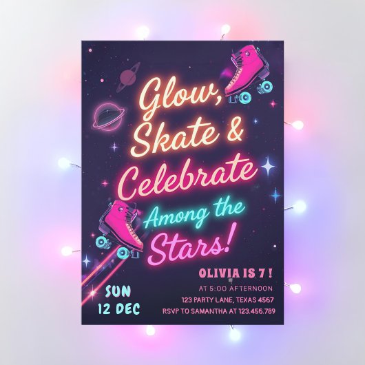 Glow Skate & Celebrate Among the Stars Neon  Kaart
