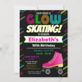 Glow Skating Birthday Invitation Kaart (Voorkant)