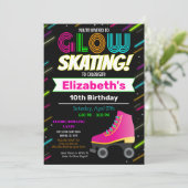 Glow Skating Birthday Invitation Kaart (Staand voorkant)