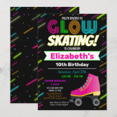 Glow Skating Birthday Invitation Kaart (Voorkant / Achterkant)