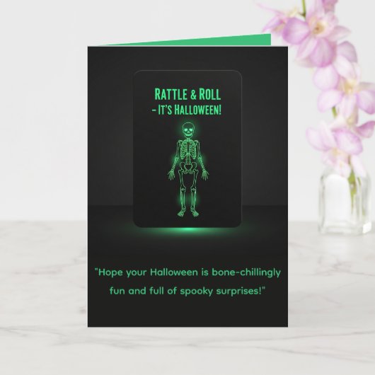 Glow Skeleton Halloween Kaart (Orchidee)