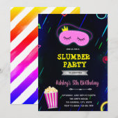 Glow slumber party uitnodiging (Voorkant / Achterkant)