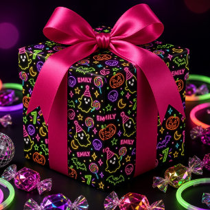 Glow Spooky Persoonlijke Neon Geest Halloween Cadeaupapier