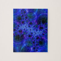 Glow Stars | Blauwe en witte fractale kunst