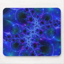 Glow Stars | Blauwe en witte fractale kunst