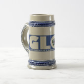 GLOW Stein Blue Logo Bierpul (Voorkant links)