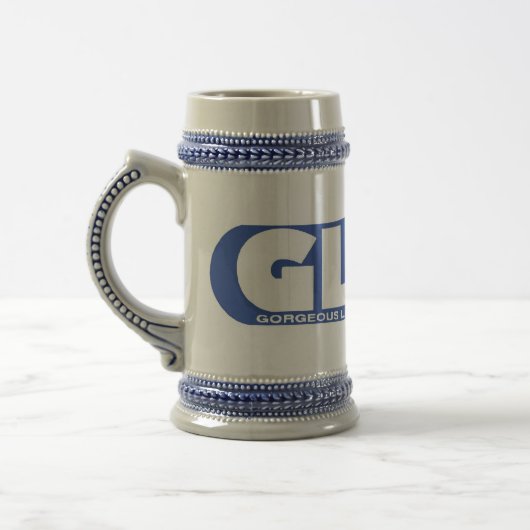 GLOW Stein Blue Logo Bierpul (Links)