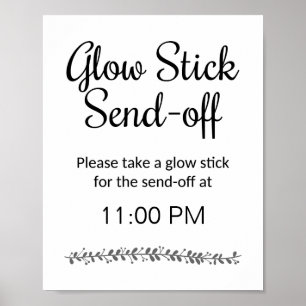 Glow Stick Afscheid vanaf Ontvangst Huwelijk Bord Poster