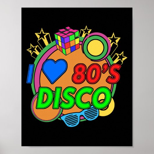Glow Sticks 80's retro I love 80s disco glow Poster (Voorkant)