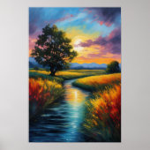 Glow, Sunset en River van Meadow Poster (Voorkant)