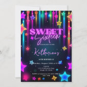Glow Sweet 16 Zestien Retro 80s Neon Bright Kaart (Voorkant)